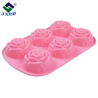 Nonstick bakeware 6 cup mold custom mini silicone rose shape baking muffin pan